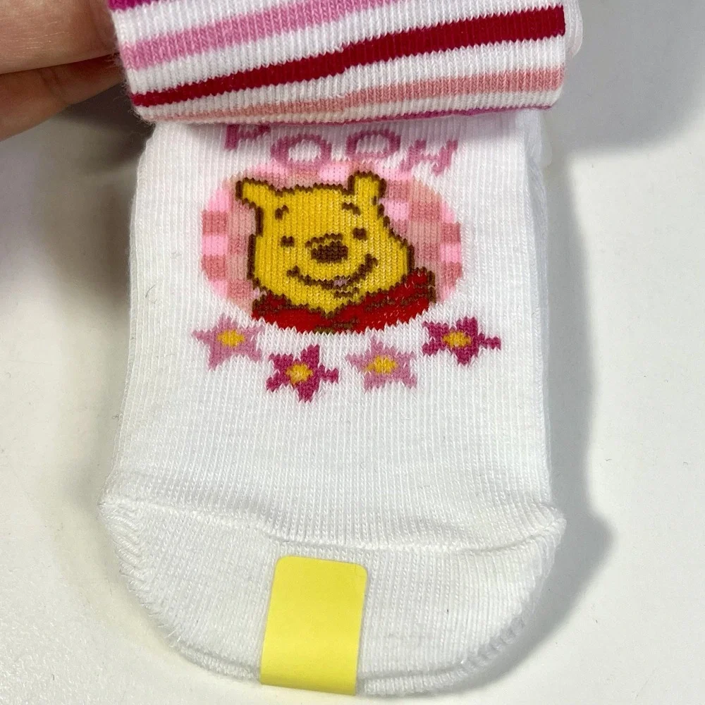 Disney Winnie The Pooh Ankle Socks Girl 3-4.5 Colorful‎ Novelty Cute 3 Pairs NWT